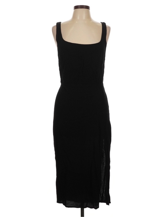 Reformation Dresses & Skirts - Reformation Black Sleeveless Midi Dress Size 10 Square Neck Side Slit Minimalist